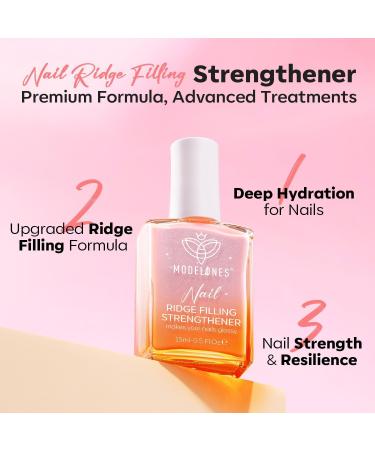 Modelones 15ml 8-in-One Nail Ridge Filler Strengthener Base Coat Nail Polish Repair Nail Growth Treatment for Thin and Damaged Nails Pink Glow - Buy Online on GoSupps.com