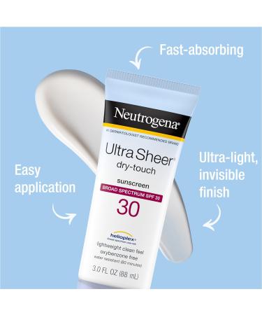 Neutrogena Ultra Sheer Dry-Touch Water Resistant and Non-Greasy Sunscreen Lotion with Broad Spectrum SPF 30 3 fl. oz (Set of 2) - Buy Online on GoSupps.com
