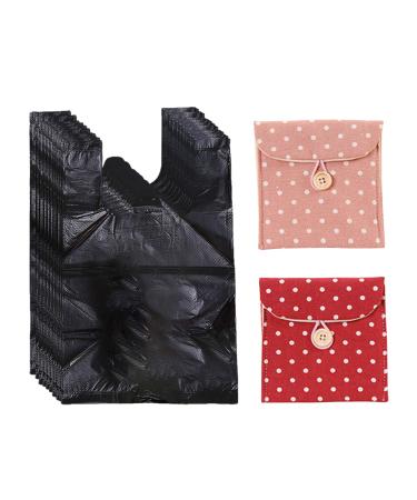 Sanitary Napkin Bags 200 Pcs Personal Disposal Bags for Women 2 Sanitary Napkin Storage Bags Trash Bags with Handle for Feminine Hygiene Product - Black