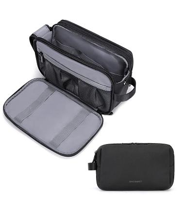 Toiletry Bag for Men BAGSMART Travel Toiletry Organizer Dopp Kit Water-Resistant Shaving Bag for Toiletries Accessories Large Black 1-black -Large