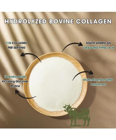 LIVINGANIC Collagen Peptides Powder Unflavored 15.9oz, Hydrolyzed Bovine Collagen 41 Servings Types I & III, Grass-Fed, Pasture-Raised Protein, Zero Sugar Supplement - Buy Online on GoSupps.com
