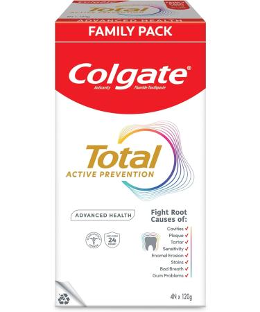 Colgate Total Advanced Health Toothpaste Toothpaste with 12-Hour Protection Whole Mouth Health Pack of 4 (120g/4.2oz x 4 480g/17oz) - Buy Online on GoSupps.com