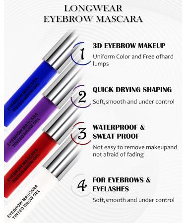 Tinted Brow Mascara Gel-1Pcs Long-lasting Waterproof Smudge-proof Purple Eyebrow Glue Colored Liquid Mascara Tinted Brow Filler Length Curly Mascara for Women Halloween Eye Makeup-08 - Buy Online on GoSupps.com