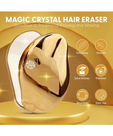 Beauty Royale Crystal Hair Eraser - Smooth Exfoliation for Men and Women - Painless Hair Removal for Arms, Legs, and Back - Razorless Shaver - Portable and Reusable Magic Eraser (Gold) - Buy Online on GoSupps.com