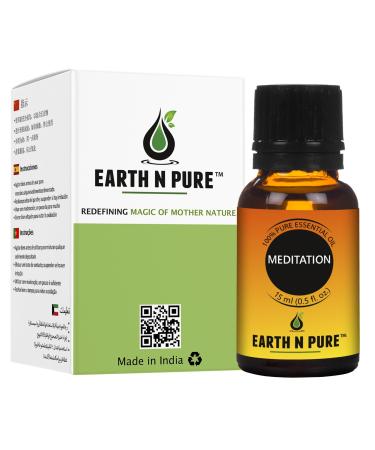 Earth N Pure Essential Oil Blend For Meditation 15 ml Lavender Eucalyptus Mandarine Oils 0.53 Fl Oz (Pack of 1)