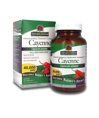 Nature's Answer Cayenne Pepper Powder Capsule Supplement, 90-Count | Natural Metabolism Booster | Promotes Cardiovascular Health | Helps with Digestion & Circulation (Pack of 1) 90 Count (Pack of 1)