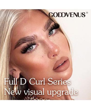 False Mink Lashes 18mm D Curl Russian Strip Eye Lashes by GODDVENUS B-thick - 7 Pairs of Full Wispy Fluffy Fake Eyelashes with Cotton Band - Short Cat Eye Extensions Alternative - Buy Online on GoSupps.com