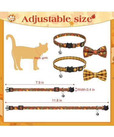 Thanksgiving Cat Bowtie Collar Set: Turkey & Plaid Print | Pack of 2 with Bell | Fall Kitten Accessories - Buy Online on GoSupps.com
