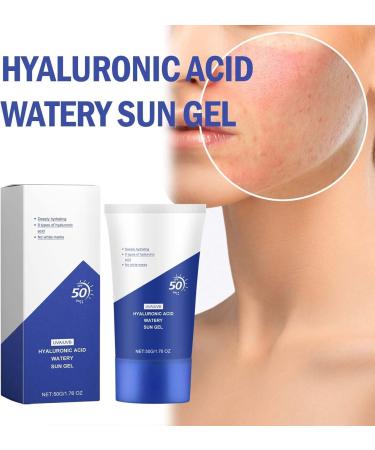 Sunscreen with Hyaluronic Acid SPF 50 Aqueous Solar Hyaluronic Acid Gel for Face Moisturizing Sunscreen Long Lasting Moisturizing Sweatproof for All Skin Types - Buy Online on GoSupps.com