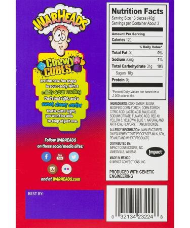 WarHeads Sour Chewy Cubes Assorted Flavours 113g - Buy Online on GoSupps.com