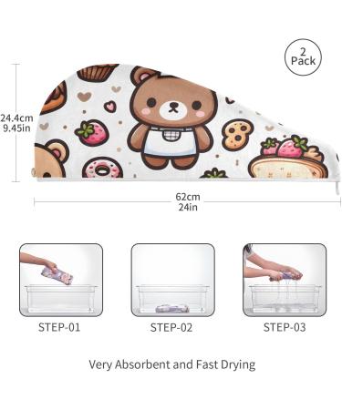 Buy Cute Teddy Bear Stickers & Super Absorbent Hair Towels - 2 Pack Quick Dry Turbans for Women & Girls - Buy Online on GoSupps.com