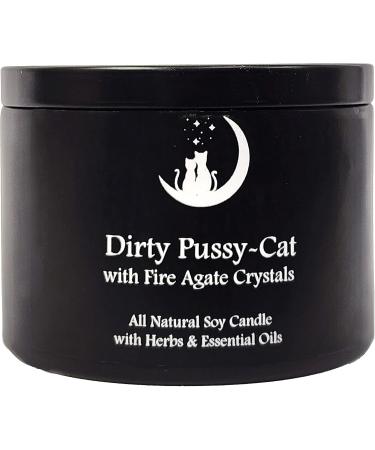 Dirty Pussycat Candle - 8 oz Soy Candle with Herbs Crystals & Essential Oils for Love Attraction & Romance | Wiccan Pagan Hoodoo Rituals & Magic Spells - Buy Online on GoSupps.com