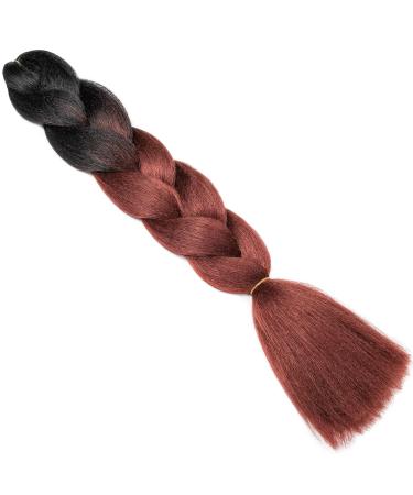 Gairyan Jumbo Braids Extensions - 60cm Ombre Synthetic Braiding Hair for Box Crochet Braids (Black & Red-Brown) - 100g 1 Piece - Buy Online on GoSupps.com