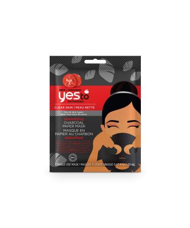 Yes To Tomatoes Detoxifying Paper Mask, Pore Cleaning Formula To Detoxify Skin & Help Remove Impurities, Hydrating & Moisturizing, With Charcoal & Antioxidants, Natural, Vegan & Cruelty Free