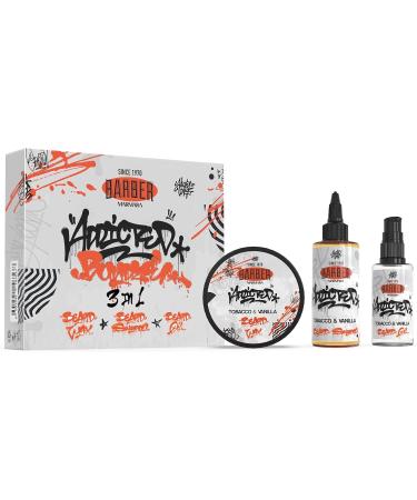 Coffret de soins et de coiffage de la barbe Barber Marmara Tocacco & Vanilla | Coffret barbe ultime Coffret de soins de la barbe comprenant huile barbe shampoing barbe et cire barbe