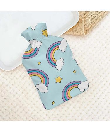 Stars Rainbow Hot Water Bottle with Plush Cover Hand Warmer for Adults & Kids 26.5x15.3cm Ideal for Cold Nights & Comfort - Buy Online on GoSupps.com