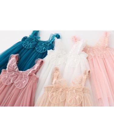 PythJooh Baby Girl Tulle Dress with Butterfly Wings | Sleeveless Tutu Princess Dress for Toddlers | Daisy Stars Sundress (6-9 Months, White) - Buy Online on GoSupps.com