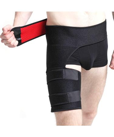 Groin Support Hip Brace for Sciatica Pain Relief, Hip Brace Groin Support Wrap for Quadriceps Thigh Hamstring Compression Sleeve Hip Arthritis Pulled Muscles Joint Sciatica Groin Strap for Women Men Black