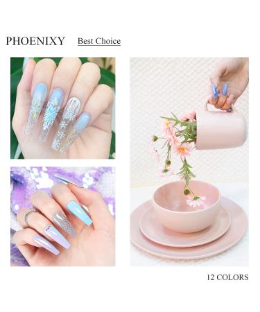 Phoenixy Poly Nail Gel Kit - 12 Colors Builder Gel Nail Kit with Matte Top Coat - Starter Gift Set in Pink Blue Purple Red White Nude Brown - Gentle and Stylish - Buy Online on GoSupps.com