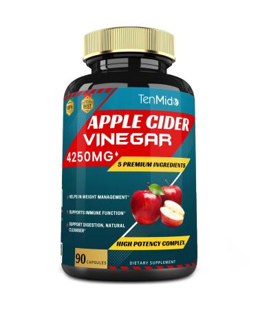Apple Cider Vinegar Extract Capsules 4250mg 3 Months Supply with Ginger Turmeric Elderberry Pepper | Weight Management Immune Digestion Supports