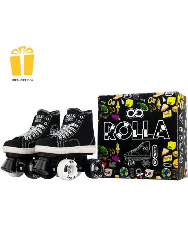 Crazy Skates Rolla Roller Skates - Sneaker-Style Kids Quad Skates Black US 2 | EU 33 - Buy Online on GoSupps.com
