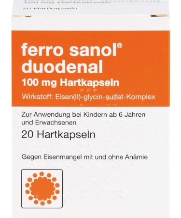 Ferro Sanol Duodenal 100 mg Capsules - 20 pcs | Buy Iron Supplement Online - Fast International Shipping - Buy Online on GoSupps.com