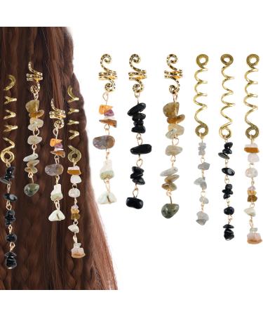FRDTLUTHW Hair Jewelry Dreadlock Accessories Natura Stone Hair Charms for Braids Hair Ring Crystal Hair Accessories for Women Girls(Black pack of 6) - Buy Online on GoSupps.com