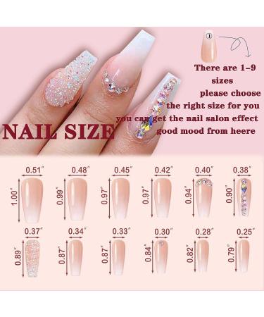 Pink Glitter Gradient Medium Ballerina Press on Nails with Crystal Gem Design - 24Pcs Luxurious False Nails Set for Women & Girls - Buy Online on GoSupps.com