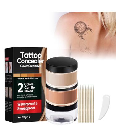 Tattoo Concealer, Waterproof Tattoo Cover Up Makeup, Two-Tone Skin Concealer for Scars, Acne, Dark Spots on Body, for Legs, for Men and Women