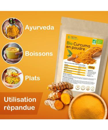 Detox Organica -Organic Turmeric-250g Turmeric Powder-5% Curcumin-100% Natural and Vegan-no additives - Buy Online on GoSupps.com