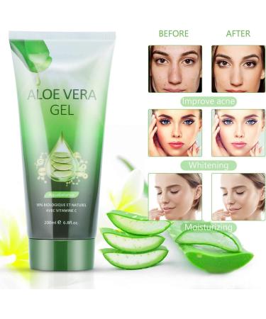 Organic 200ML Aloe Vera Gel with Vitamin C | Deep Hydrating & Repairing | For Dry Skin, Acne & After Sun Care | ANMI 99% Plant Based - Buy Online on GoSupps.com
