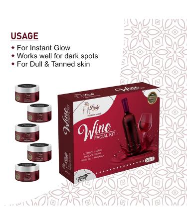 Red Wine Facial Kit for Women & Men - Beauty Parlour Set of 5 | 275g - Best Anti-Aging Skincare - Buy Online on GoSupps.com