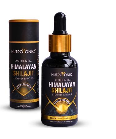 NUTROTONIC Authentic Himalayan SHILAJIT Organic Liquid Drops 100% Sun Dried Premium Cold Extracted Natural Fulvic Acid 86% Humic Acid 10% 150 Servings