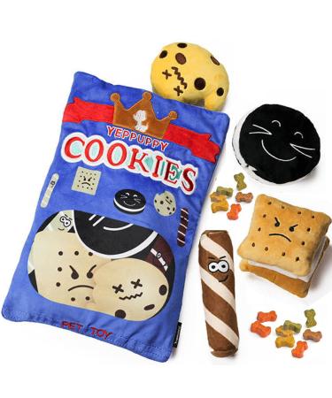 Yeppuppy sniffing puzzle toys for dogs- dog enrichment mental stimulation with squeaky sound for natural food search (biscuit shape)- dog toys for small medium-sized large dogs