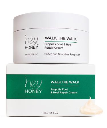 Hey Honey Walk The Walk Bee Propolis Best Foot & Heel Cream | Made For Externally Dry Feet & Cracked Heels | Callus Remover for Feet | Long Lasting Effect Up To 72 Hours | Infused With Honey and Urea | 5 Oz