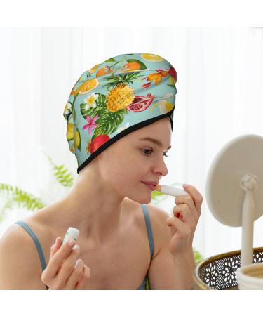Banana Pineapple Guava Microfiber Hair Towel - Super Absorbent Quick Dry Hair Turban & Bonnet Cap for Curly Long Thick Hair - Ideal for Women Girls & Kids - Buy Online on GoSupps.com