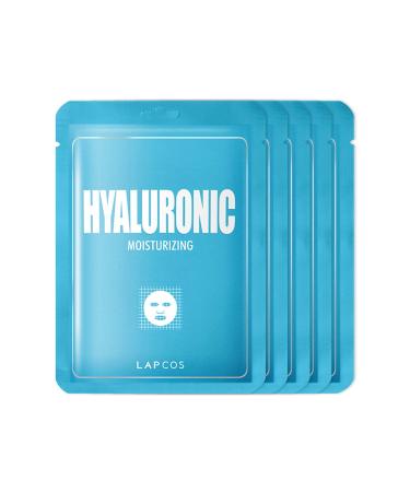 LAPCOS Hyaluronic Acid Sheet Mask Daily Hydrating Face Mask Protects & Nourishes Skin Korean Beauty Favorite 5-Pack