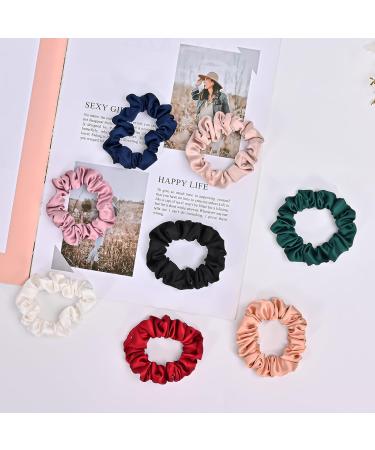 Premium Satin Silk Scrunchies for Women - 8 Pieces Hair Tie Set - Soft Elastic Ponytail Holders in 8 Colors - Perfect Hair Jewelry for Girls - Buy Online on GoSupps.com
