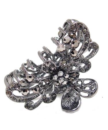 Black Crystal Metal Flower Butterfly Hair Claws & Clips - 1167 - Buy Online on GoSupps.com