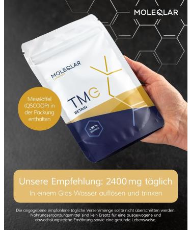 Moleqlar Betain Powder 120g - Pure Vegan & Gluten-Free TMG Supplement from Sugar Beet - Over 99% Purity - Buy Online on GoSupps.com