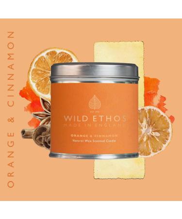 Wild Ethos Naturals Premium Scented Natural Wax Tin Candle - Orange & Cinnamon Scent - Hand-Poured in UK - Burn Time 40+ Hours - Natural Ingredients for Less Smoke & Slow Burn - Buy Online on GoSupps.com