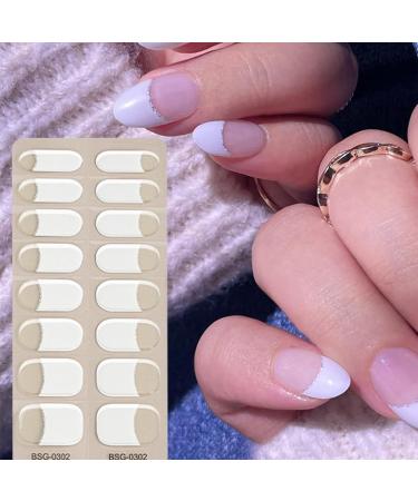  Generisch Semi-cured gel nails semi-cured gel manicure stickers gel nail films French tip nail strips gel nail films that work with UV light for - Buy Online on GoSupps.com