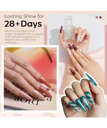Modelones 32 PCS Gel Nail Polish Kit 28 Colors All Seasons Gel Polish with Base Coat Glossy & Glitter & Matte Top Coat and Nail Primer Black Brown Red Purple UV Gel Nail Gifts for Women DIY Salon Home Black Nude - Buy Online on GoSupps.com