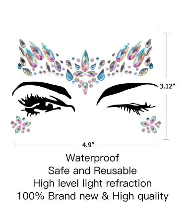 Mermaid Face Jewels 10 Sets - Festival Rhinestone Face Gems & Temporary Stickers - Buy Online on GoSupps.com