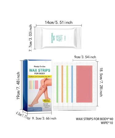 Wax Strips for Hair Removal - 20 Body Wax Strips & 10 Wet Wipes - Gentle & Safe for Sensitive Skin Legs Armpits | International Shipping - Buy Online on GoSupps.com