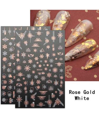 Rose Gold Christmas Nail Art Stickers - 8 Sheets Snowflakes, Santa Decals for Nail Design - Buy Online on GoSupps.com