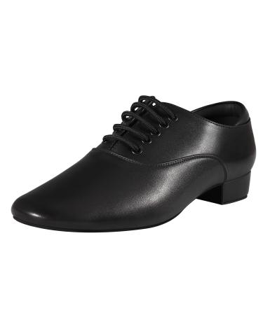 Black Ballroom Dance Shoes Leather Character Shoes for Men's Salsa Latin Tango Dancing 10.5 Black