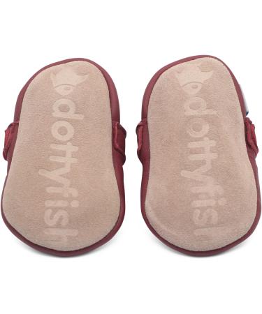 Dotty Fish Soft Leather Baby Shoes | Classic T-Bar Shoes for Girls | Non-Slip Suede Soles | Red | 0-6 Months to 2-3 Years - Buy Online on GoSupps.com