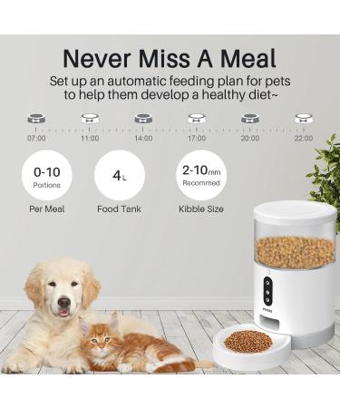 Peteme Automatic Cat Feeder - 4L Portion Control Smart Pet Feeder with APP Control for Cats, Dogs & Small Pets - 2.4G Wi-Fi Enabled (White) - Buy Online on GoSupps.com