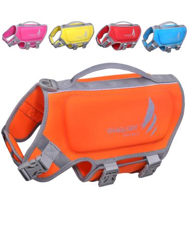 Vivaglory Light lifeguard for dogs pets lifesaver skin-friendly neoprene for medium dog dogs dog swimming vest with D-ring & quick closure orange M: 53-63cm (chest caught) orange